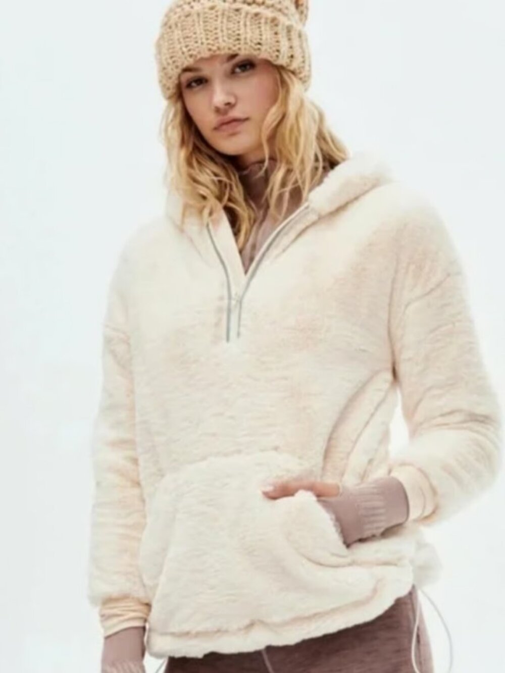 Free People Off the Record Faux Fur hoodie